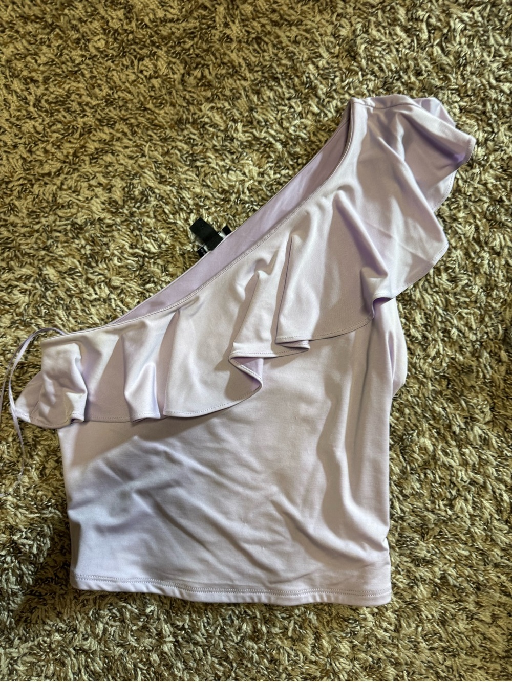 Express One-Shoulder Ruffle Top in Light Lavender - Picture 3 of 3